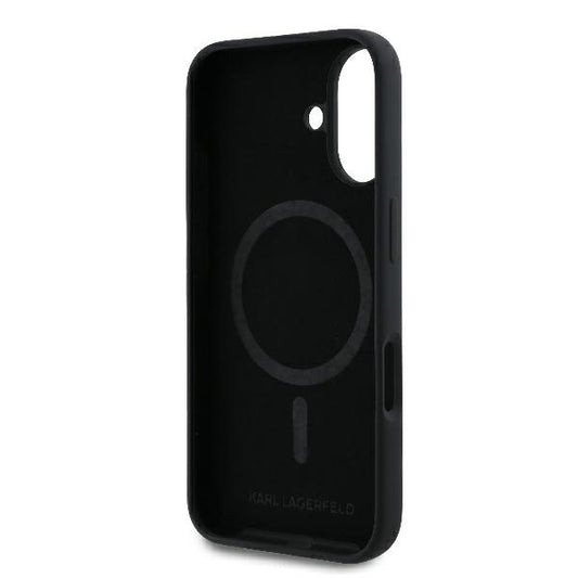 Θήκη MagSafe για Apple iPhone 16 Plus, Karl Lagerfeld, Silicone Ring Karl & Choupette, Μαύρη