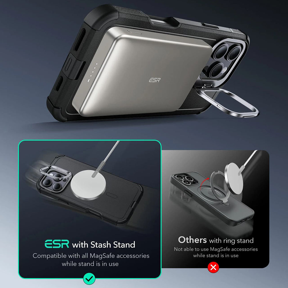 Θήκη MagSafe για Apple iPhone 16 Pro, ESR, Cyber Armor Kickstand, Πράσινη