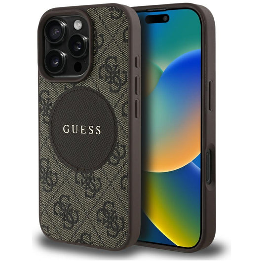 Θήκη MagSafe για Apple iPhone 16 Pro, Guess, 4G Circle Classic Logo, Καφέ