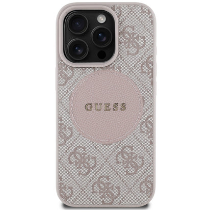 Θήκη MagSafe για Apple iPhone 16 Pro, Guess, 4G Circle Classic Logo, Ροζ