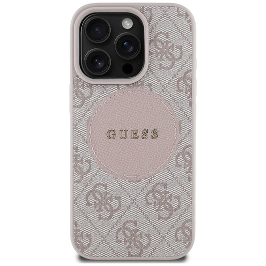 Θήκη MagSafe για Apple iPhone 16 Pro, Guess, 4G Circle Classic Logo, Ροζ