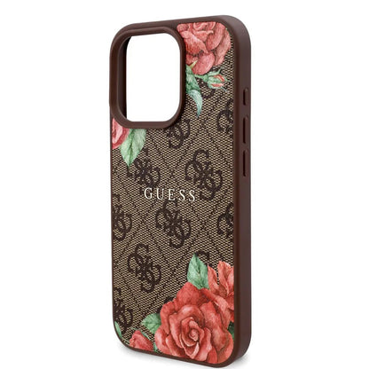 Θήκη MagSafe για Apple iPhone 16 Pro, Guess, 4G Flowers Print, Καφέ
