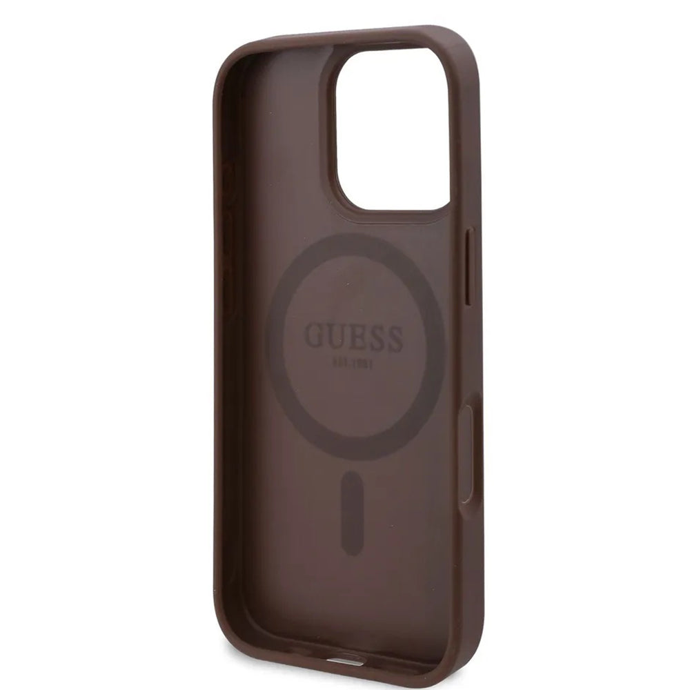 Θήκη MagSafe για Apple iPhone 16 Pro, Guess, 4G Flowers Print, Καφέ