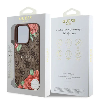 Θήκη MagSafe για Apple iPhone 16 Pro, Guess, 4G Flowers Print, Καφέ