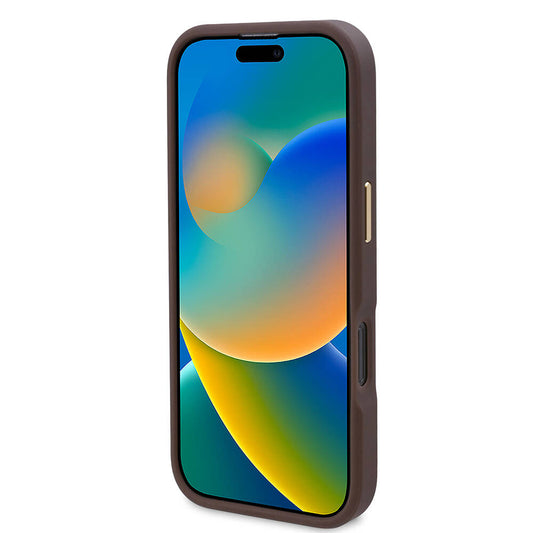 Θήκη MagSafe για Apple iPhone 16 Pro, Guess, 4G Logo Plate, Καφέ