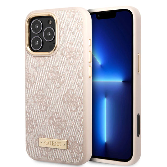 Θήκη MagSafe για Apple iPhone 16 Pro, Guess, 4G Logo Plate, Ροζ