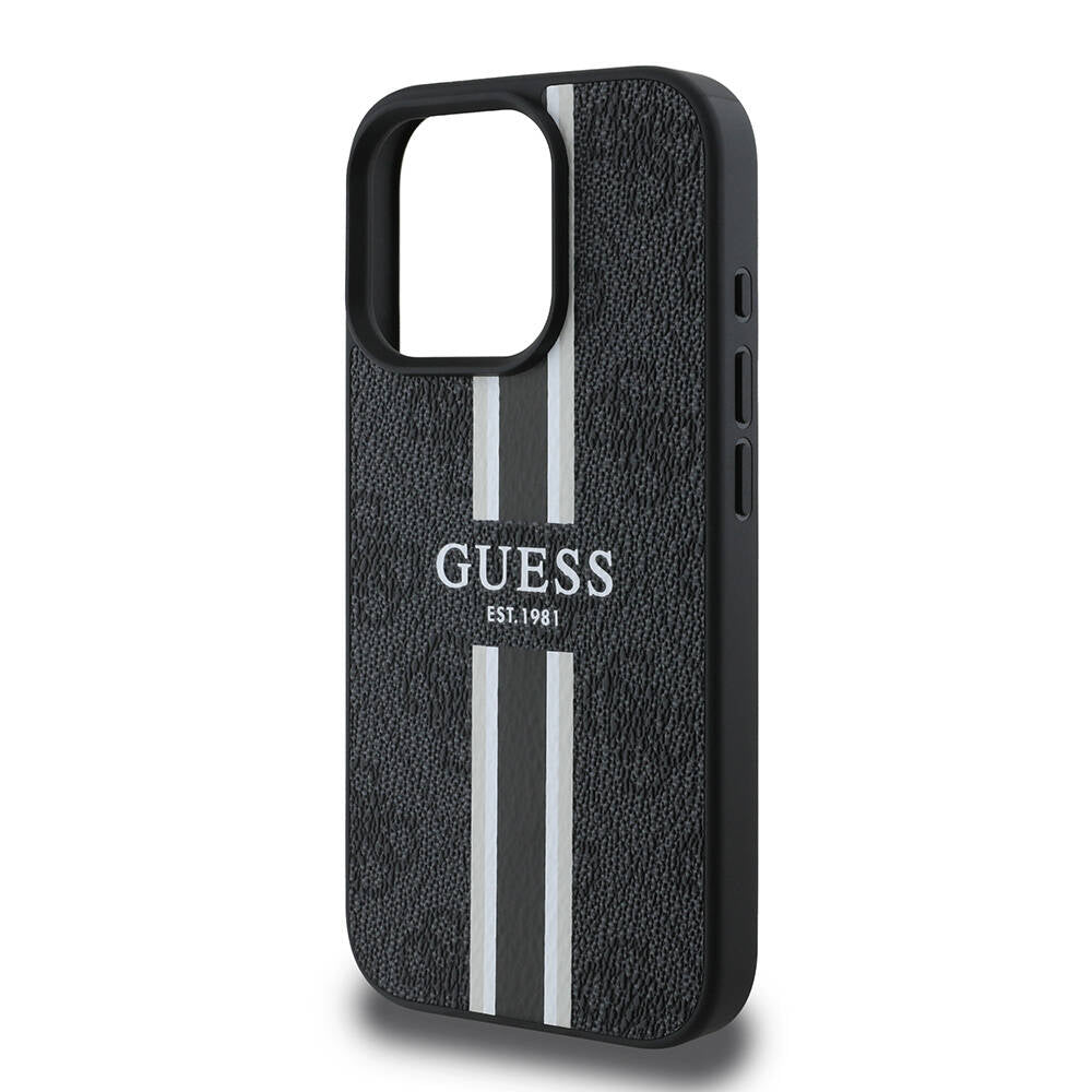 Θήκη MagSafe για Apple iPhone 16 Pro, Guess, 4G Printed Stripes, Μαύρη