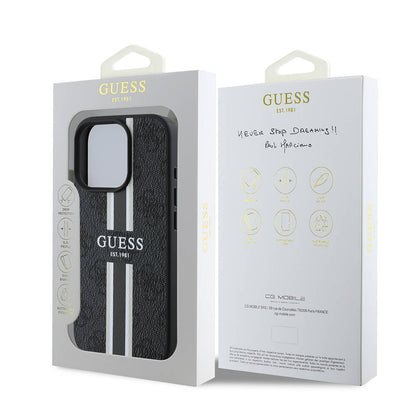 Θήκη MagSafe για Apple iPhone 16 Pro, Guess, 4G Printed Stripes, Μαύρη