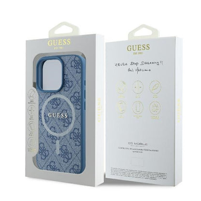 Θήκη MagSafe για Apple iPhone 16 Pro, Guess, 4G Ring Classic Logo, Μπλε