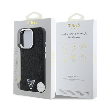 Θήκη MagSafe για Apple iPhone 16 Pro, Guess, Grained Triangle Logo, Μαύρη