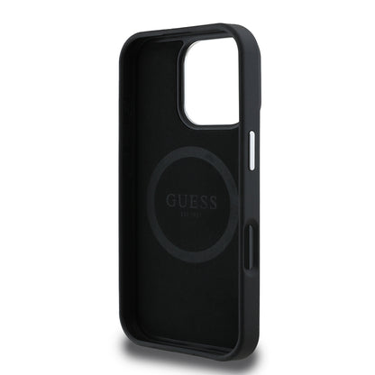Θήκη MagSafe για Apple iPhone 16 Pro, Guess, Grained Triangle Logo, Μαύρη