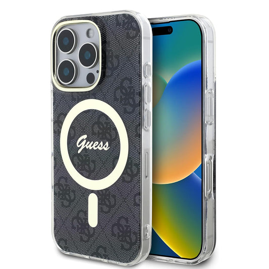Θήκη MagSafe για Apple iPhone 16 Pro, Guess, IML 4G, Μαύρη