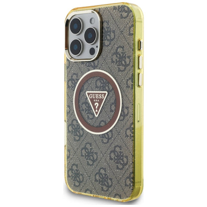 Θήκη MagSafe για Apple iPhone 16 Pro, Guess, IML Glitter 4G Circle Triangle, Καφέ