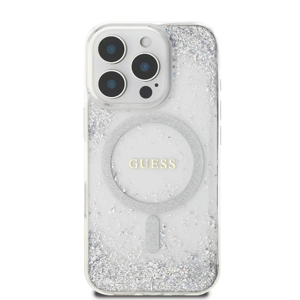 Θήκη MagSafe για Apple iPhone 16 Pro, Guess, IML Glitter Gradient, Ασημί