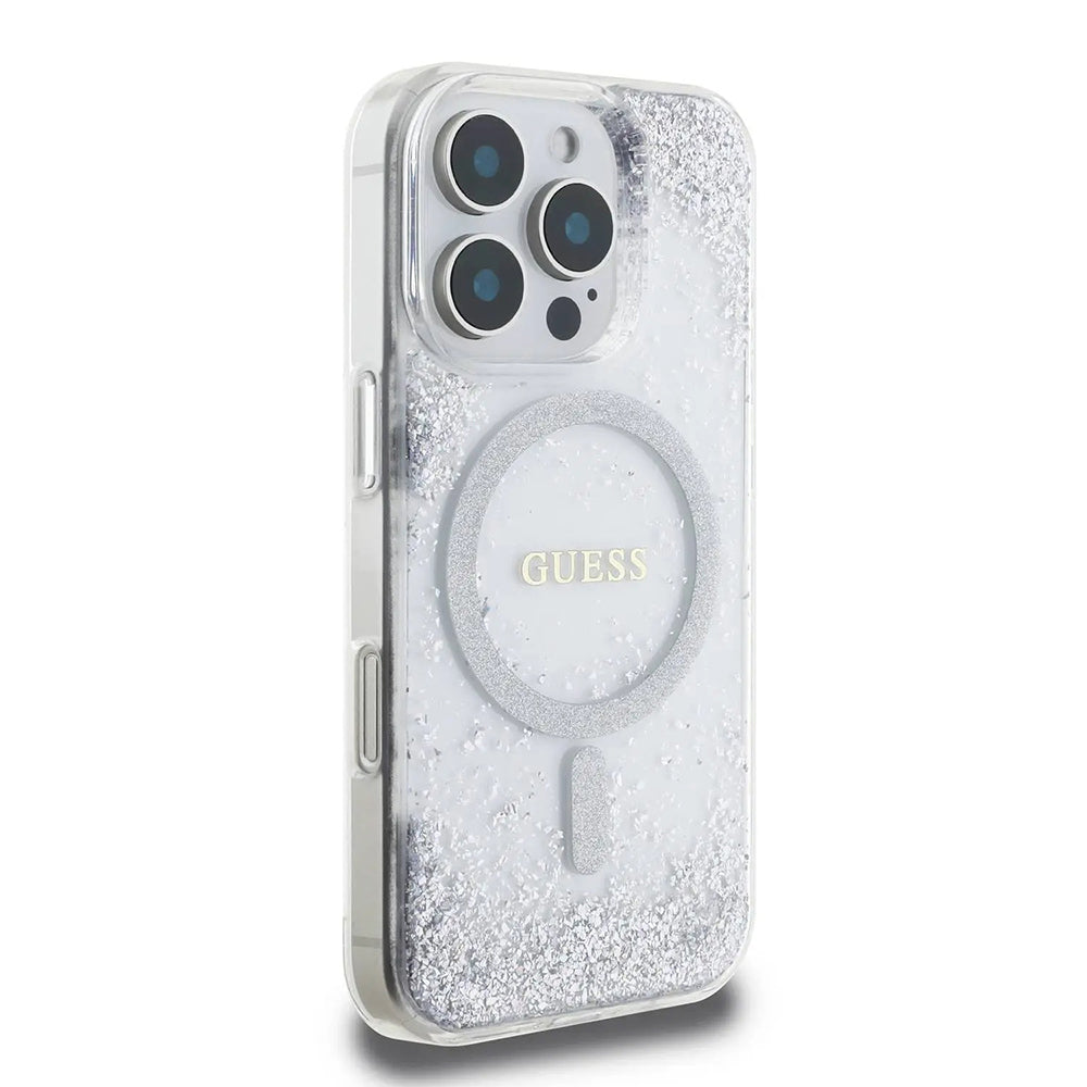 Θήκη MagSafe για Apple iPhone 16 Pro, Guess, IML Glitter Gradient, Ασημί