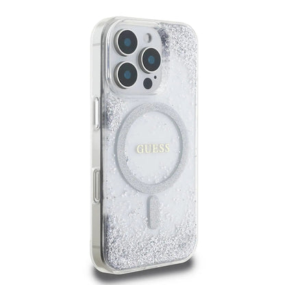Θήκη MagSafe για Apple iPhone 16 Pro, Guess, IML Glitter Gradient, Ασημί