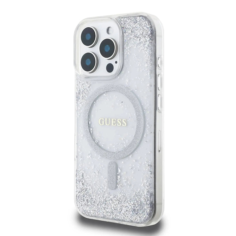 Θήκη MagSafe για Apple iPhone 16 Pro, Guess, IML Glitter Gradient, Ασημί