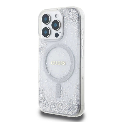 Θήκη MagSafe για Apple iPhone 16 Pro, Guess, IML Glitter Gradient, Ασημί