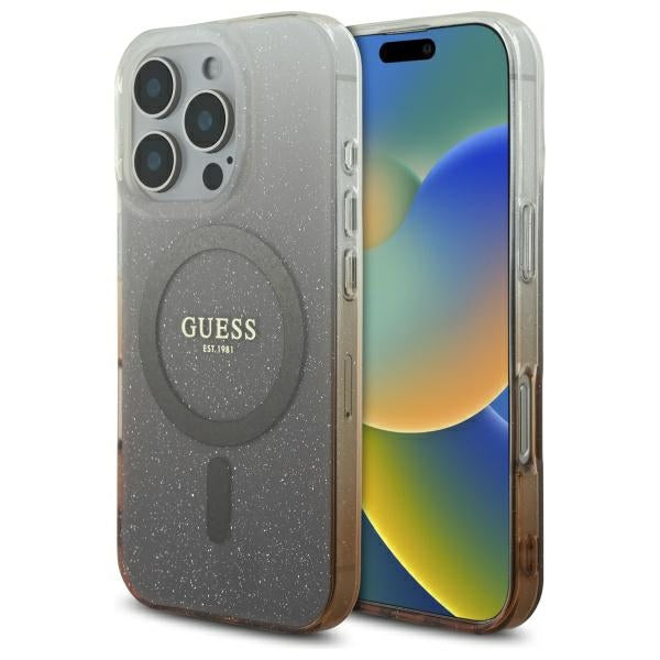 Θήκη MagSafe για Apple iPhone 16 Pro, Guess, IML Glitter Gradient, Καφέ