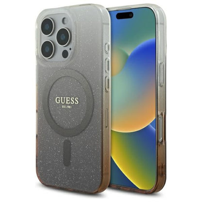 Θήκη MagSafe για Apple iPhone 16 Pro, Guess, IML Glitter Gradient, Καφέ