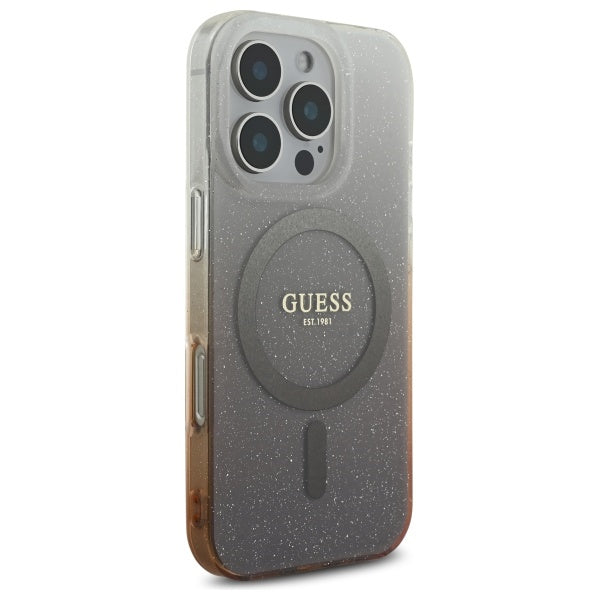 Θήκη MagSafe για Apple iPhone 16 Pro, Guess, IML Glitter Gradient, Καφέ