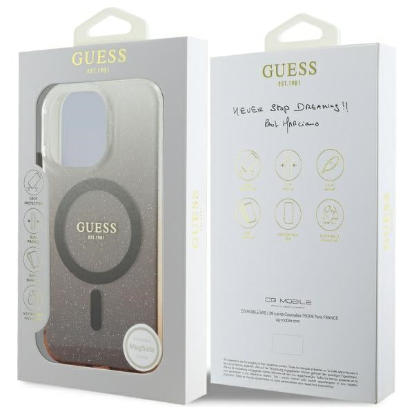 Θήκη MagSafe για Apple iPhone 16 Pro, Guess, IML Glitter Gradient, Καφέ