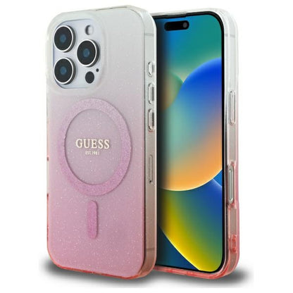 Θήκη MagSafe για Apple iPhone 16 Pro, Guess, IML Glitter Gradient, Ροζ