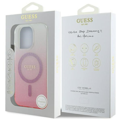 Θήκη MagSafe για Apple iPhone 16 Pro, Guess, IML Glitter Gradient, Ροζ