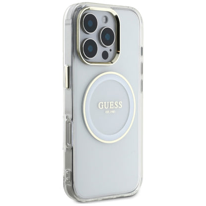 Θήκη MagSafe για Apple iPhone 16 Pro, Guess, IML Metal Colored Circle, Λευκή