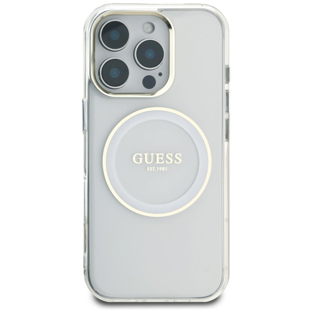 Θήκη MagSafe για Apple iPhone 16 Pro, Guess, IML Metal Colored Circle, Λευκή