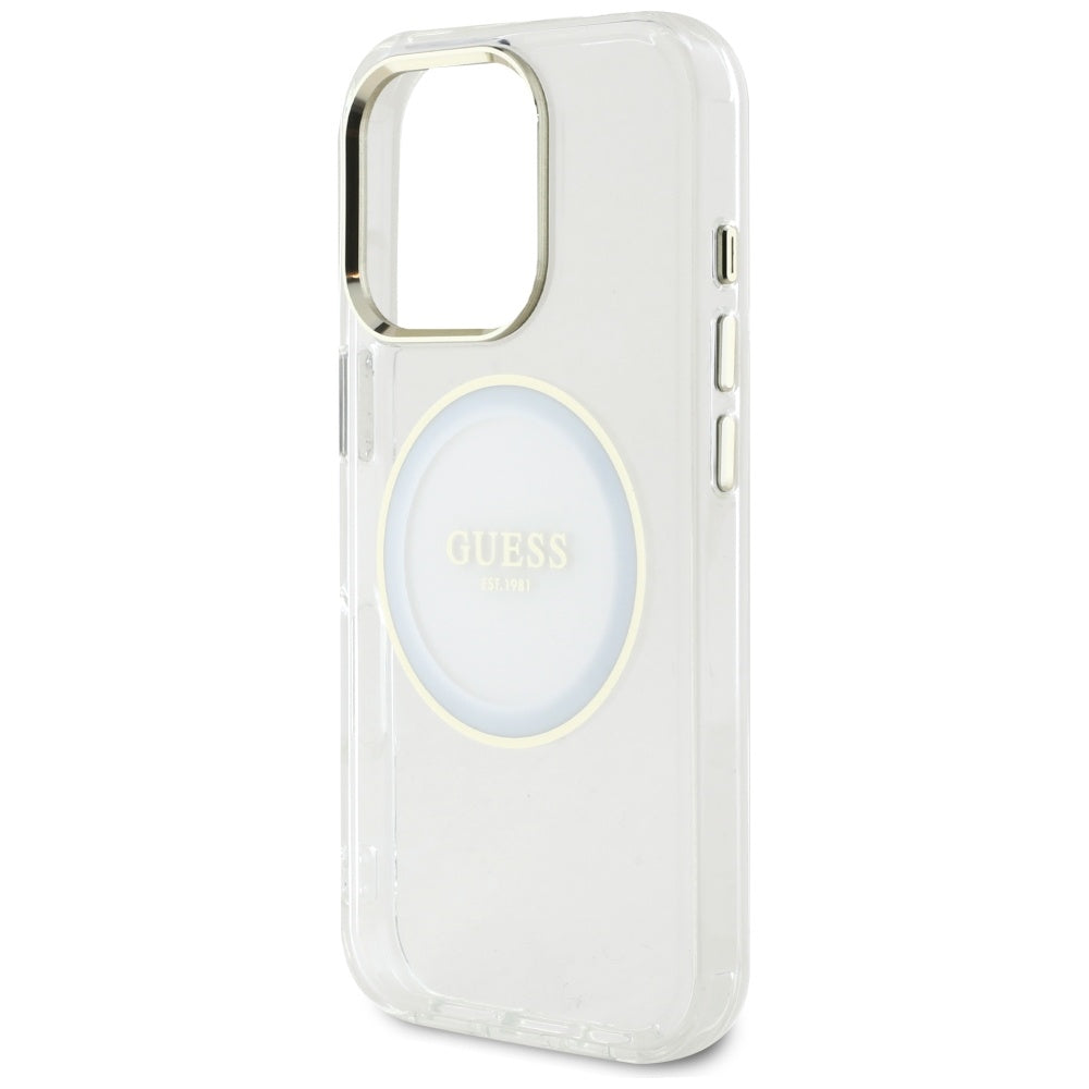 Θήκη MagSafe για Apple iPhone 16 Pro, Guess, IML Metal Colored Circle, Λευκή