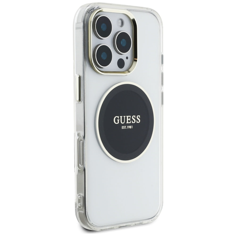 Θήκη MagSafe για Apple iPhone 16 Pro, Guess, IML Metal Colored Circle, Μαύρη