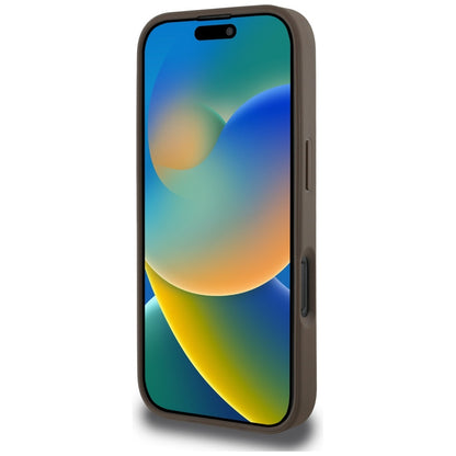 Θήκη MagSafe για Apple iPhone 16 Pro, Guess, Peony Grained Hot Stamp Triangle, Καφέ