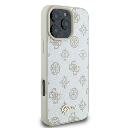 Θήκη MagSafe για Apple iPhone 16 Pro, Guess, Peony Script, Λευκή