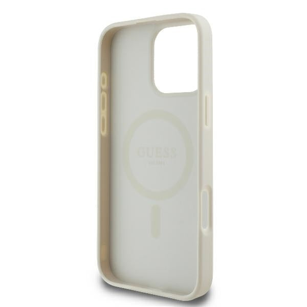 Θήκη MagSafe για Apple iPhone 16 Pro, Guess, Peony Script, Λευκή