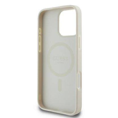 Θήκη MagSafe για Apple iPhone 16 Pro, Guess, Peony Script, Λευκή
