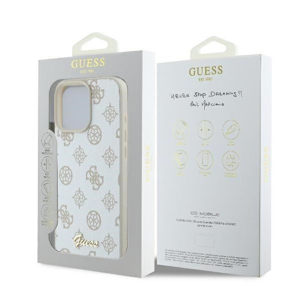 Θήκη MagSafe για Apple iPhone 16 Pro, Guess, Peony Script, Λευκή