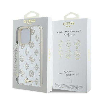 Θήκη MagSafe για Apple iPhone 16 Pro, Guess, Peony Script, Λευκή