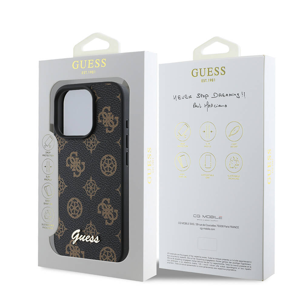 Θήκη MagSafe για Apple iPhone 16 Pro, Guess, Peony Script, Μαύρη