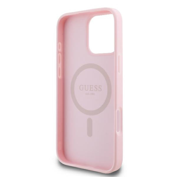 Θήκη MagSafe για Apple iPhone 16 Pro, Guess, Peony Script, Ροζ