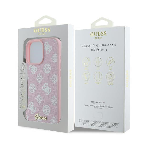 Θήκη MagSafe για Apple iPhone 16 Pro, Guess, Peony Script, Ροζ
