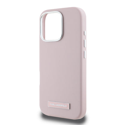 Θήκη MagSafe για Apple iPhone 16 Pro, Karl Lagerfeld, FW Metal Plate, Ροζ