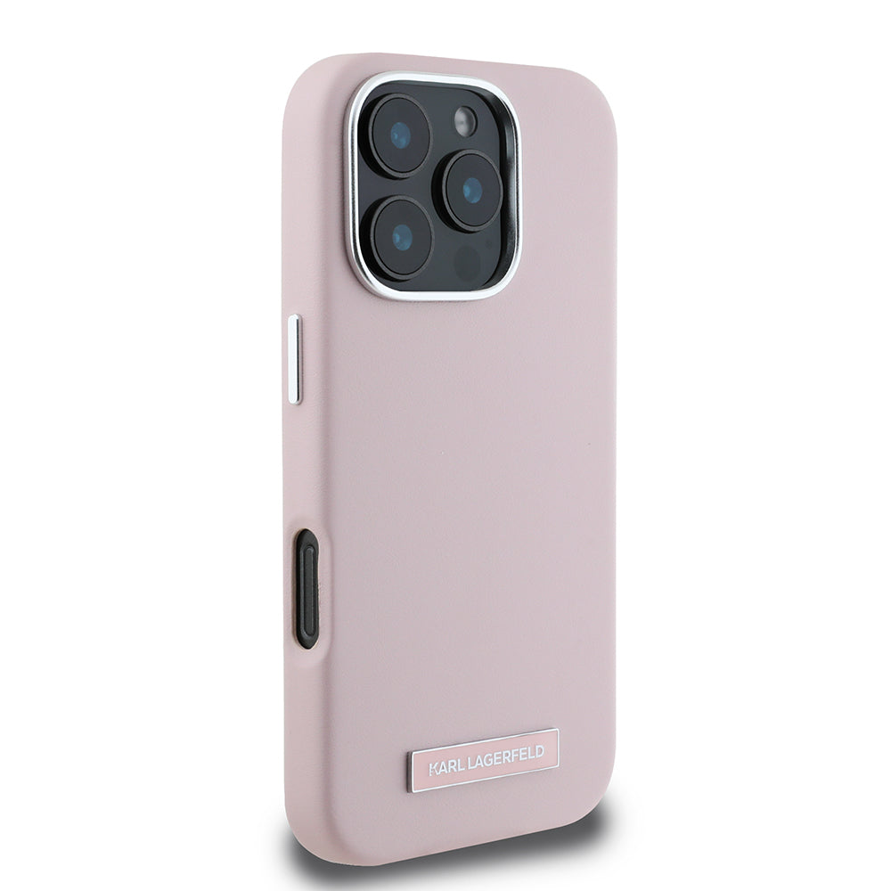 Θήκη MagSafe για Apple iPhone 16 Pro, Karl Lagerfeld, FW Metal Plate, Ροζ