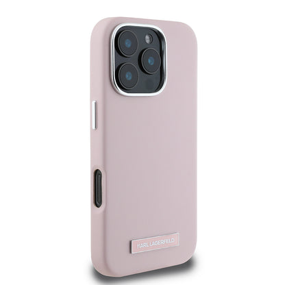 Θήκη MagSafe για Apple iPhone 16 Pro, Karl Lagerfeld, FW Metal Plate, Ροζ