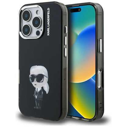 MagSafe Case for Apple iPhone 16 Pro, Karl Lagerfeld, IML Aquarelle Karl Logo, Black