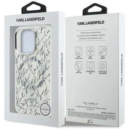 Θήκη MagSafe για Apple iPhone 16 Pro, Karl Lagerfeld, IML Karl Script Pattern, Λευκή
