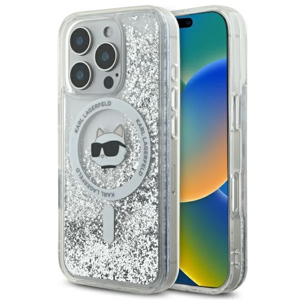 Θήκη MagSafe για Apple iPhone 16 Pro, Karl Lagerfeld, Liquid Glitter Choupette's Head, Διαφανής