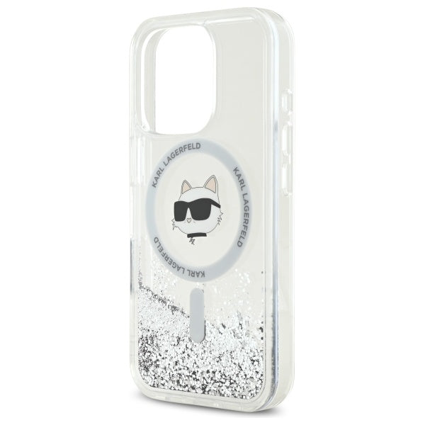 Θήκη MagSafe για Apple iPhone 16 Pro, Karl Lagerfeld, Liquid Glitter Choupette's Head, Διαφανής