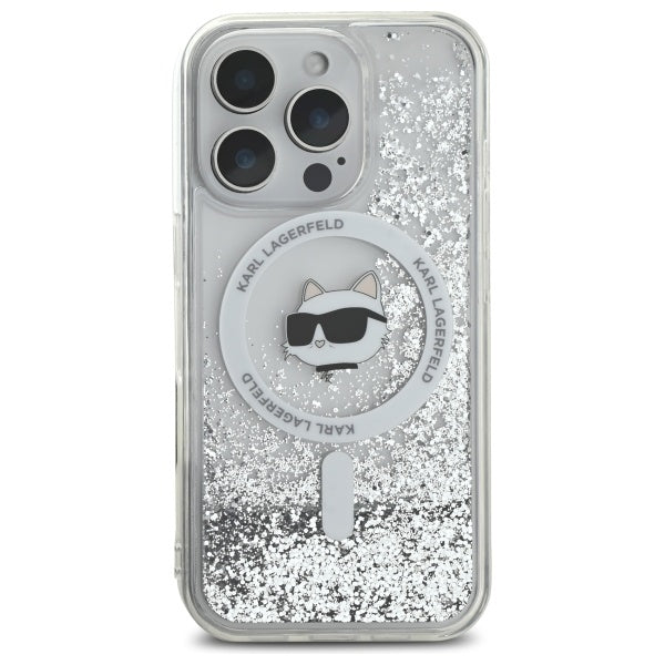 Θήκη MagSafe για Apple iPhone 16 Pro, Karl Lagerfeld, Liquid Glitter Choupette's Head, Διαφανής