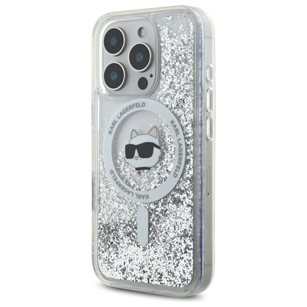 Θήκη MagSafe για Apple iPhone 16 Pro, Karl Lagerfeld, Liquid Glitter Choupette's Head, Διαφανής